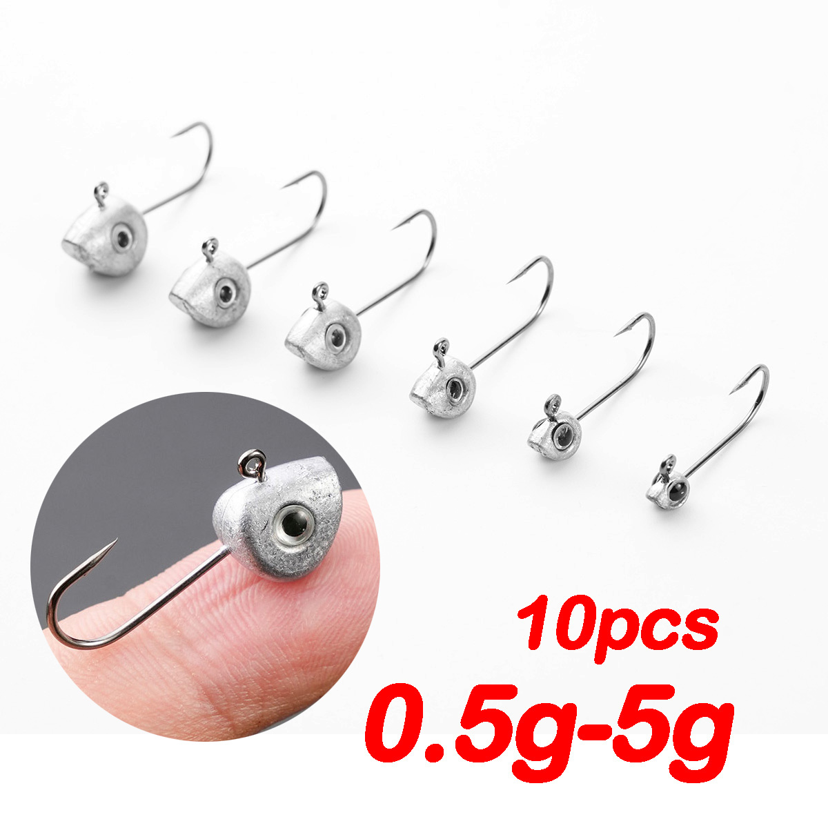 10pcs Mini Jig Head Hook 3D Ey - Fishing Hook Offset review and price