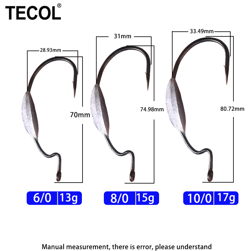 TECOL 3PCS 6/0 8/0 10/0 Weight - Fishing Hook Offset review and price