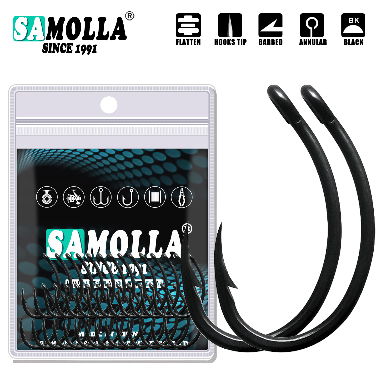 50pcs Carp Fishing Hooks PTFE  - Fishing Hook Offset review and price