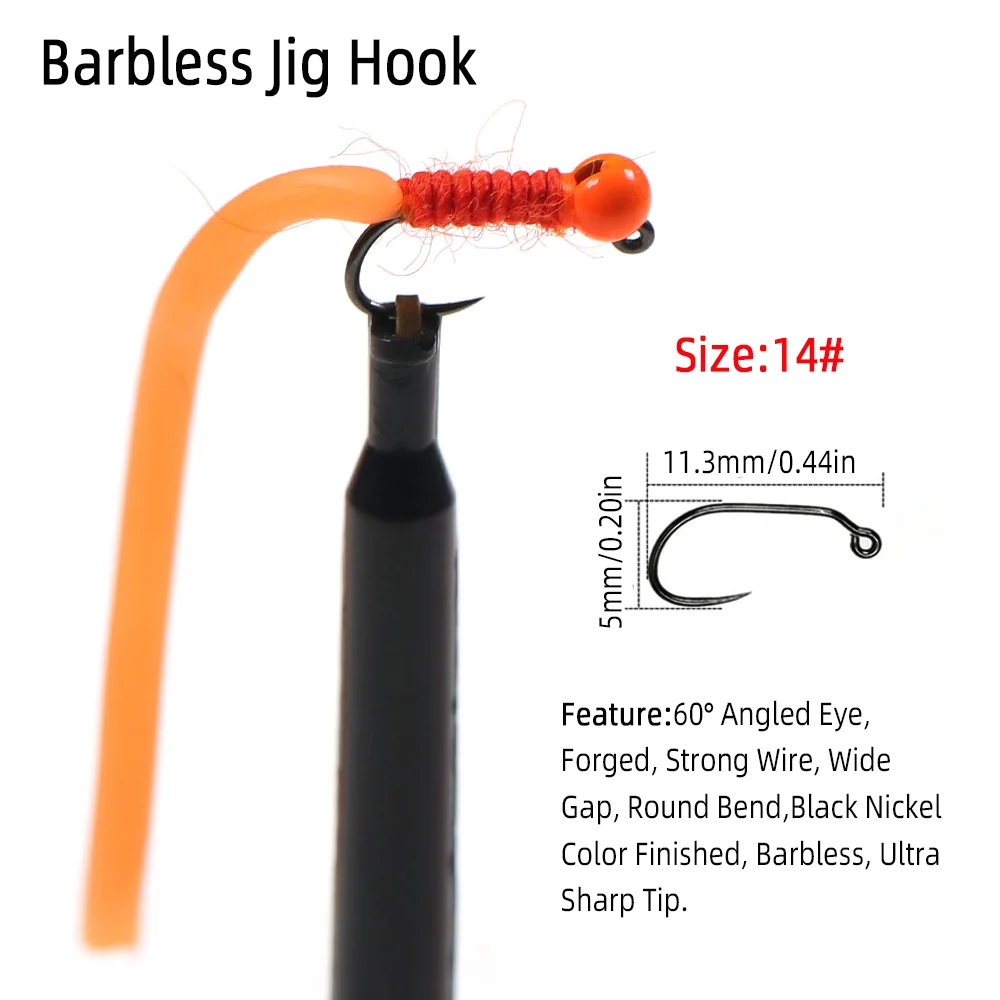 4pcs #14 Tungsten Bead Head Sq - Fishing Hook Barbless review and price