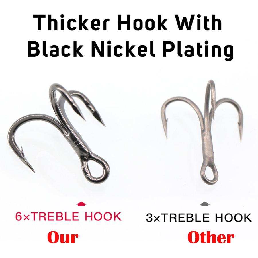 6X Fishing Treble Hooks Black  - Fishing Hook Assortment review and price